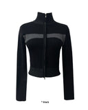 2WAY BLOCK KNIT ZIP-UP
