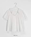 Hoden Collar Frill Short Sleeve Blouse