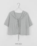 Duco Summer Crop Ribbon Hood Short Sleeve Cardigan