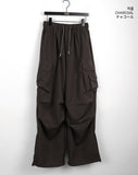 Adic Double Pocket Pintuck Cargo Two-Way Long Wide Jogger Pants