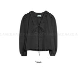 OPEN FRONT FRILL BLOUSE