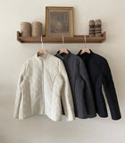 Robel High Neck Quilting Half Lightweight Padding Zip-Up Jacket (Belt Set)