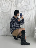 STRIPE COLLAR OVER KNIT