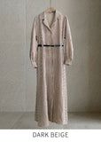 Drian Striped Collar Shirt Long Dress (BeltSet)