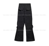 Akan eyelet strap semi-bootcut pants