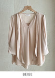 Carriet Chiffon Tie Three Quarter Blouse