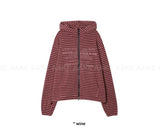 LETTERING STRIPE KNIT HOODIE