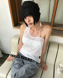 LINEN STRAP HALTER TOP