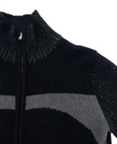 2WAY BLOCK KNIT ZIP-UP