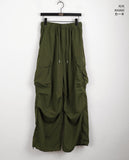 Adic Double Pocket Pintuck Cargo Two-Way Long Wide Jogger Pants