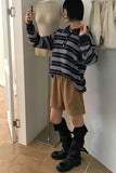 STRIPE COLLAR OVER KNIT
