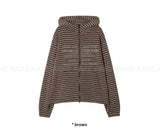 LETTERING STRIPE KNIT HOODIE