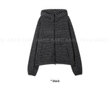 LETTERING STRIPE KNIT HOODIE