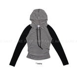 STRIPE RAGLAN HOOD TEE