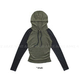 STRIPE RAGLAN HOOD TEE