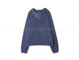 LETTERING STRIPE KNIT HOODIE