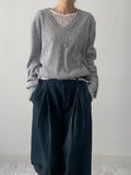 Alpha button V-neck loose fit knit