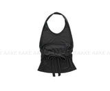 STRAP TIE HALTER TOP
