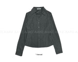 SUEDE STRIPE V-NECK SHIRT