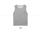 STUD RIBBED SLEEVELESS