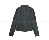 SUEDE STRIPE V-NECK SHIRT