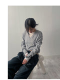 Alpha button V-neck loose fit knit