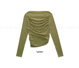 SHIRRING OFF-SHOULDER TEE