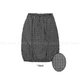 CHECK BALLOON MIDI SKIRT