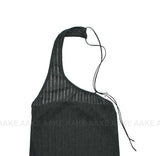 LINEN STRAP HALTER TOP