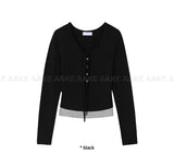 (Brushed Lining) BUTTON STRAP LAYERED TEE