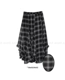 FRILL WAVE CHECK SKIRT