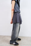 Core pleated button wrap mini skirt