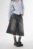 Alan raw edge bermuda denim pants