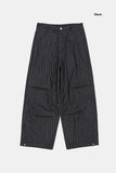 Add pin-tuck stripe denim pants