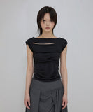 Asymmetrical Draped Roll-Up T-Shirt