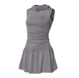 Hooded High Neck Dress