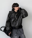 Akaza cropped leather jacket