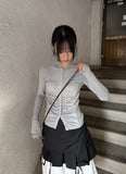 SHIRRING SNAP HOOD TEE
