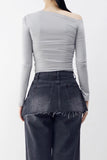 Pre Off-Shoulder Strap T-Shirt