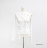 Pre Off-Shoulder Strap T-Shirt