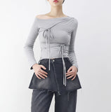 Pre Off-Shoulder Strap T-Shirt