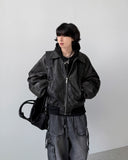 Akaza cropped leather jacket