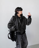 Akaza cropped leather jacket