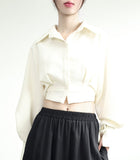 Aiki pin tuck crop shirt