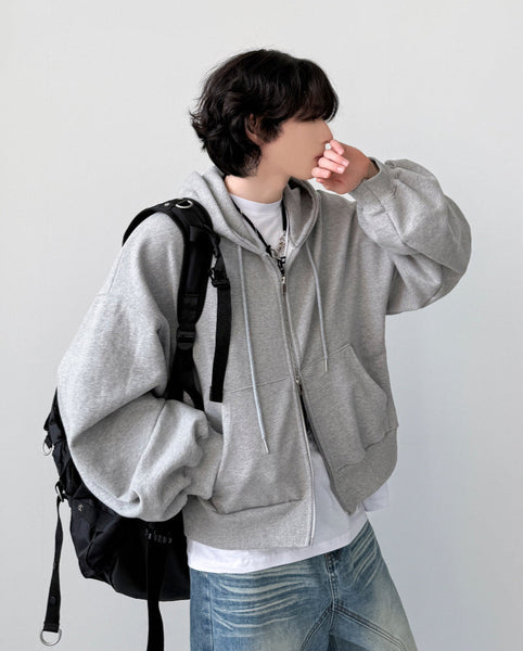 【YOURNUS】Tem Crop Balloon Hood Zip-Up YOURNUS (ユアノス) - テムクロップバルーンフードジップアップ
