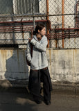 OVER HOOD KNIT ZIP UP