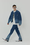 23SS NON COLLAR STRIPE DENIM JACKET