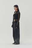 (W) STRIPE GRADATION WIDE DENIM PANTS