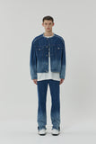23SS NON COLLAR STRIPE DENIM JACKET