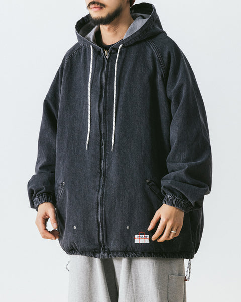 [AG] Stone Denim Puckering Hoodie Jacket